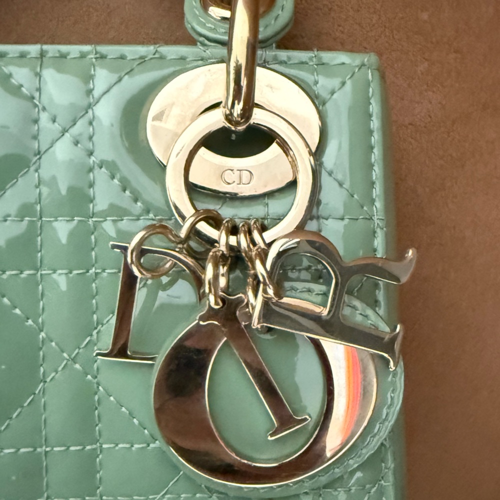 CHRISTIAN DIOR Patent Cannage Mini Lady Dior Mint Green Chain Strap - Picture 7 of 13